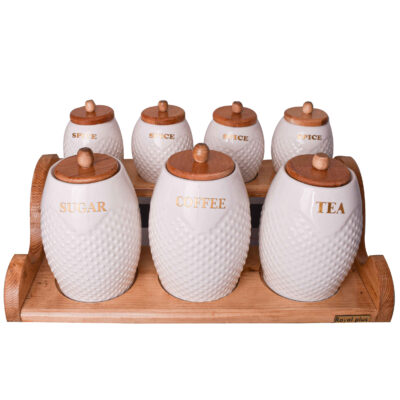Embossed Setareh Porcelain Kitchen Storage Canister for Tea, Coffee & Dry Foods