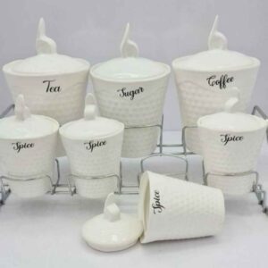 Porcelain Storage Jar – Stylish Storage for Coffee, Tea, & More, Embossed Yuna