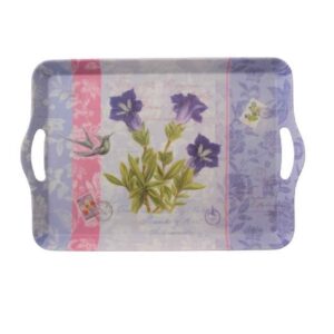 Purple Melamine Serving Tray – Rectangular Floral Tray with Handle
