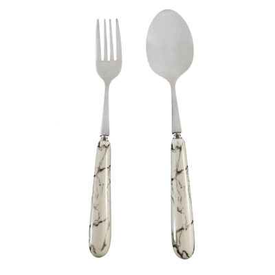 Spoon and Fork Flatware Set with Ceramic-handled Model Marble