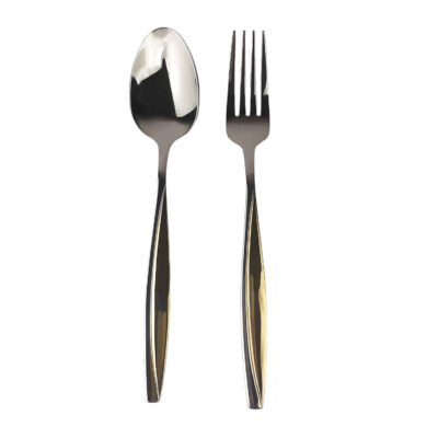 Spoon and Fork Flatware Set Golden Design 12 Pcs Model Mines