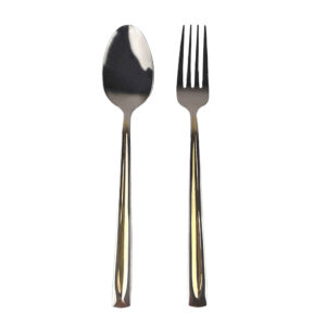 Spoon and Fork Flatware Set Golden Design 12 Pcs Model Paris