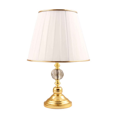 Classic Stacked Spherical Metal Table Lamp with Tapered Fabric Shade