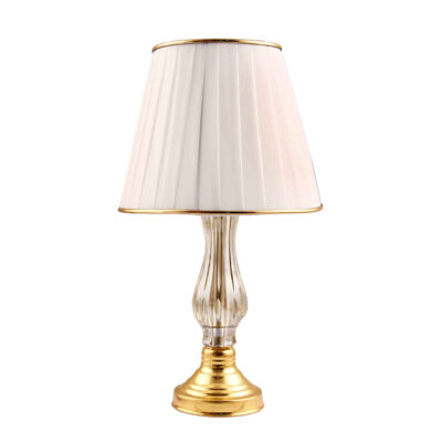 Classic Urn-Shaped Metal Table Lamp with Tapered Fabric Shade