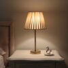 Classic Columnar Metal Table Lamp with Tapered Fabric Shade
