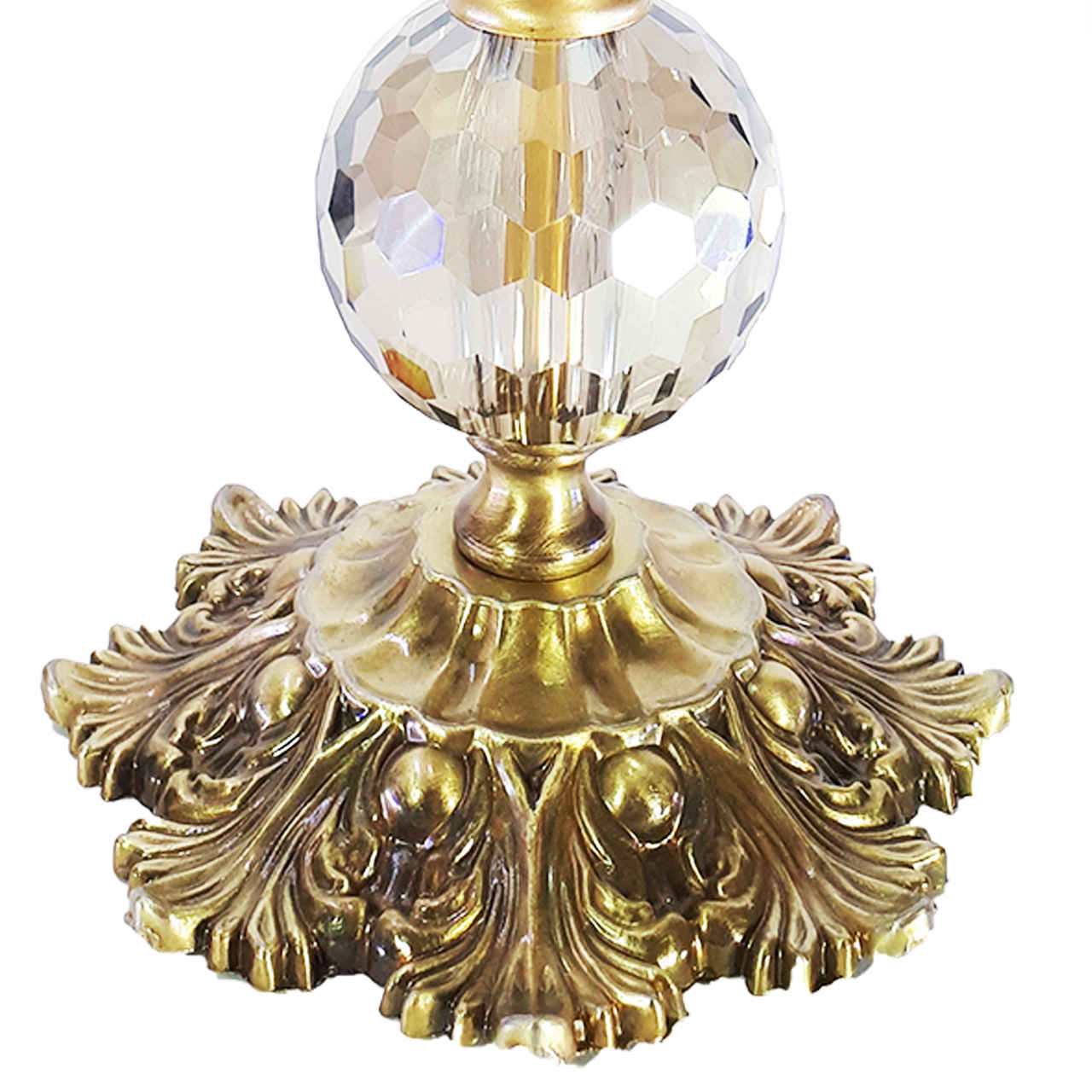 Classic Stacked Spherical Crystal Table Lamp with Tapered Fabric Shade