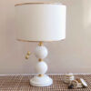Minimalist Stacked Spherical Metal Table Lamp with Fabric Drum Shade