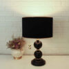 Minimalist Stacked Spherical Metal Table Lamp with Fabric Drum Shade