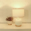 Minimalist Spherical Metal Table Lamp with Fabric Drum Shade