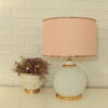 Minimalist Spherical Metal Table Lamp with Fabric Drum Shade