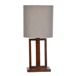 Accent Wooden Table Lamp With Velvet Lampshade Tabandeh