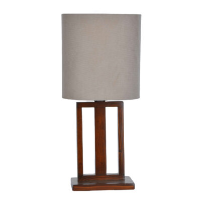 Minimalist Rectangular Wooden Table Lamp with Velvet Shade