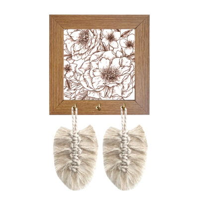 Handcrafted Floral Wall Key Holder with Macrame Design for Entryway