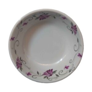 White Melamine Dinnerware Bowl Set, Dishwasher Safe – Model Floral (Set of 6)