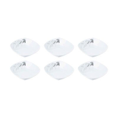White Melamine Dinnerware Bowl Set, Dishwasher Safe - Model Kasra (Set of 6)