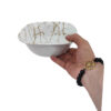 White Melamine Dinnerware Bowl Set, Square Shape - Marble Design (Set of 6)