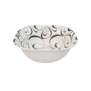 White Melamine Dinnerware Bowl Set, Square Shape – Model Ghasedak (Set of 6)