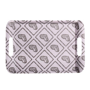 White Melamine Serving Tray – Heart Design with Handle