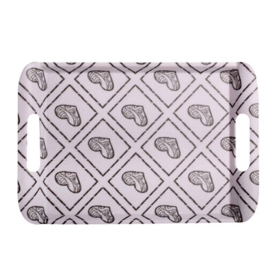 White Melamine Serving Tray - Heart Design with Handle