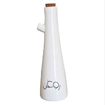 White Porcelain Oil Dispenser Bottle Tabletop for Kitchen Cooking