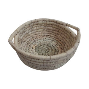 Persian Handwoven Palm Leaf Storage Basket with Handle