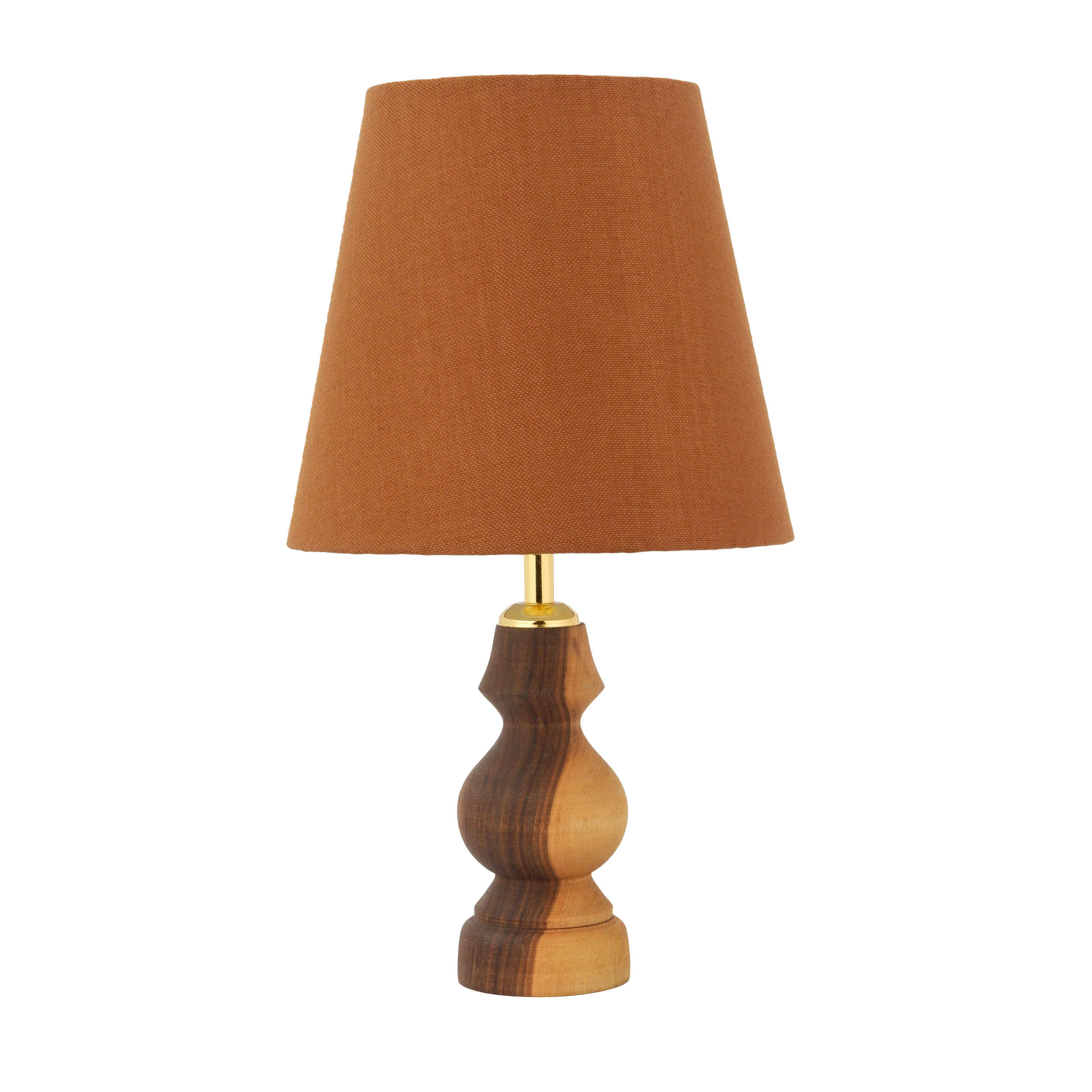 Handcrafted Minimalist Urn-Shaped Wooden Table Lamp with Tapered Shade