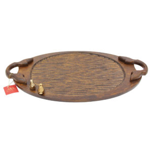 Minimalist Oval Wooden Serving Tray with Handle – Bird Design Asa