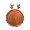 Whimsical Round Wooden Serving Tray - Deer Antler Design Model Venus