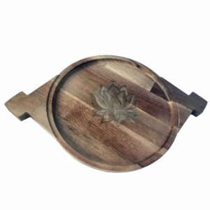 Minimalist Round Wooden Serving Tray with Handle – Model Golnaz