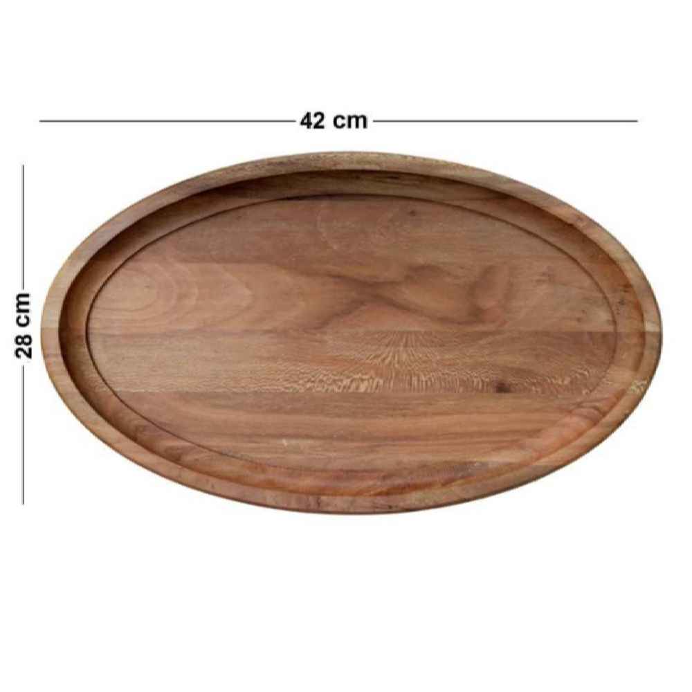 Rustic Oval Wooden Serving Tray – Model Simple Brown Tray