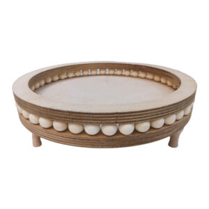 Minimalist Round Wooden Serving Tray with Base – Hosting & Serving Tray