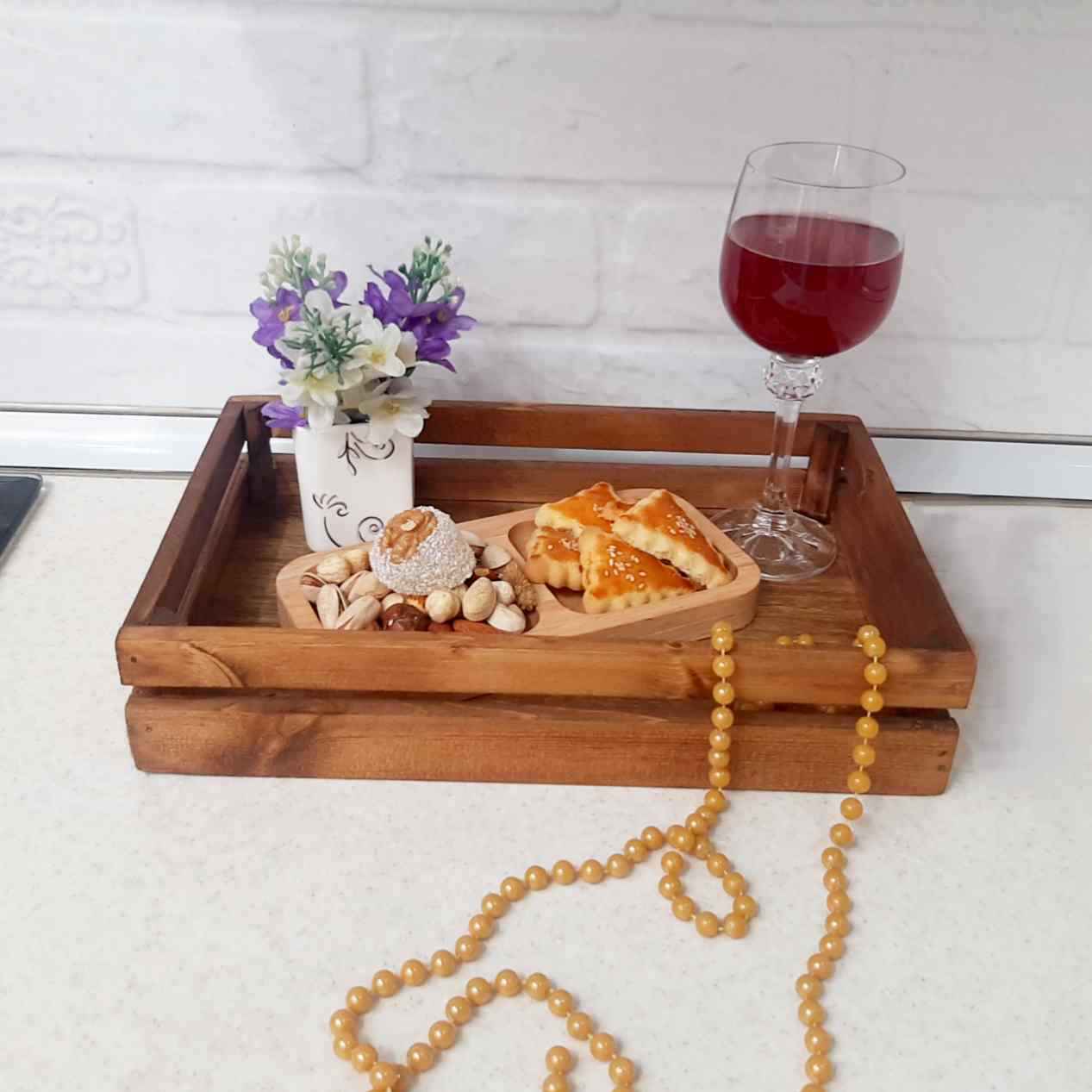 Minimalist Rustic Wooden Serving Tray – Rectangular Model Soha