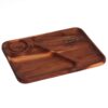 Minimalist Rectangular 3-Section Wooden Serving Tray - Snack Tray