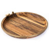 Rustic Round Wooden Serving Tray - Bird Motif & Golden Border