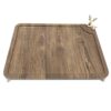 Minimalist Rectangular Wooden Serving Tray - Golden Steel Deer Centerpiece