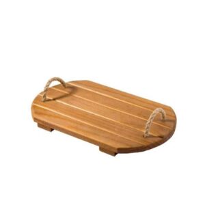 Minimalist Rectangular Wooden Serving Tray – Hemp Handle Model Ange