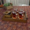 Traditional Rectangular Wooden Serving Tray - Handle & Sugar Bowl Set