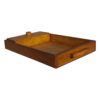 Traditional Rectangular 3-Section Wooden Serving Tray with Sugar Bowl