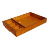Traditional Rectangular 3-Section Wooden Serving Tray with Sugar Bowl