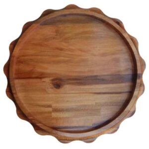 Rustic Round Wooden Serving Tray – Bordered Design Tray