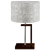Minimalist Floral Rectangular Wooden Table Lamp – Fabric Shade Accent