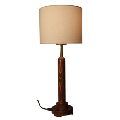 Minimalist Columnar Wooden Table Lamp – Cotton Shade Accent Light