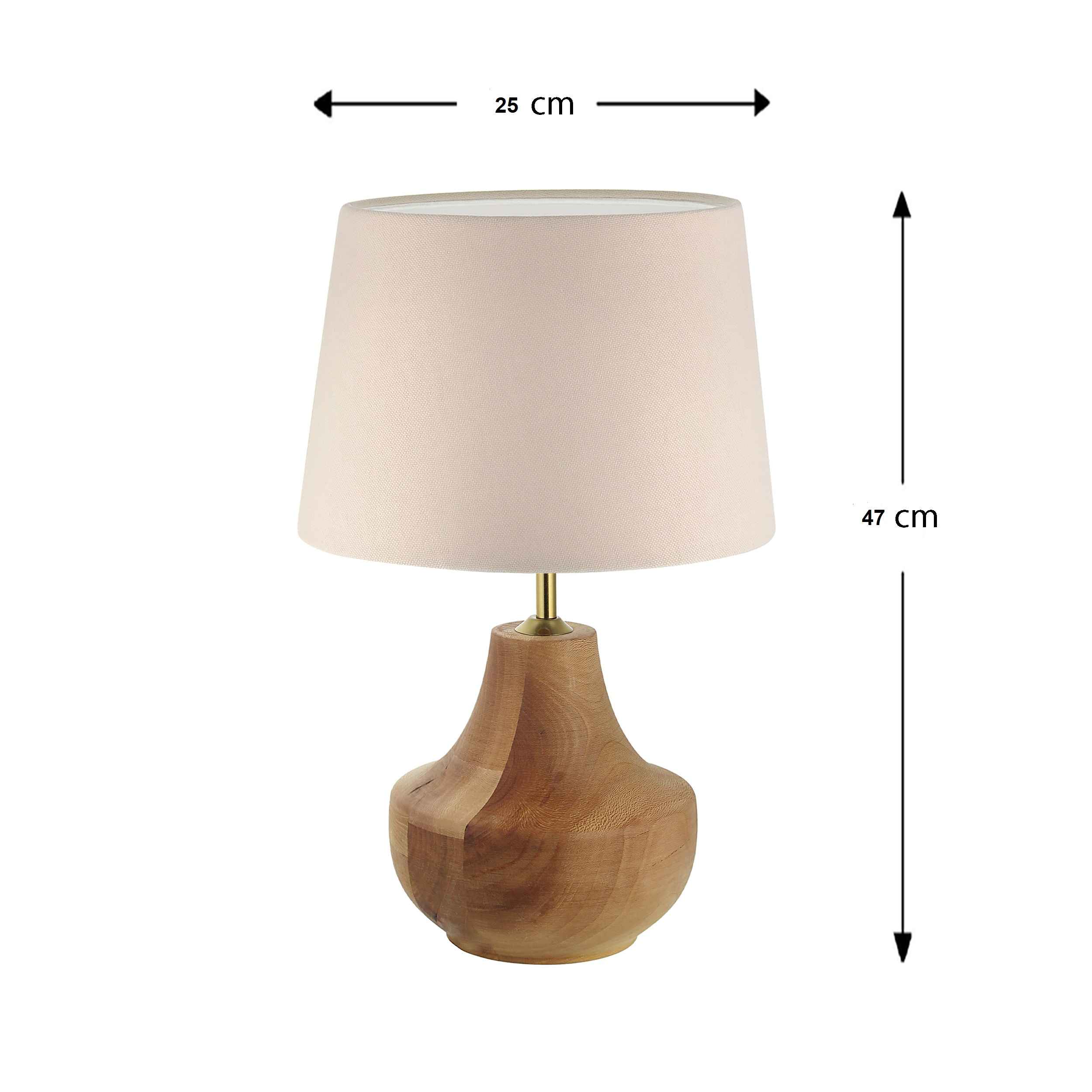 Minimalist Urn-Shaped Wooden Table Lamp – Fabric Shade Accent Light