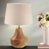 Minimalist Urn-Shaped Wooden Table Lamp – Fabric Shade Accent Light