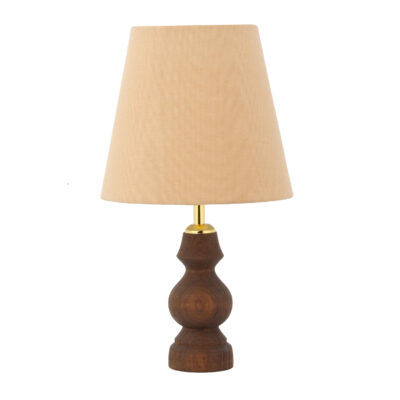 Minimalist Urn-Shaped Wooden Table Lamp – Fabric Shade Accent Light