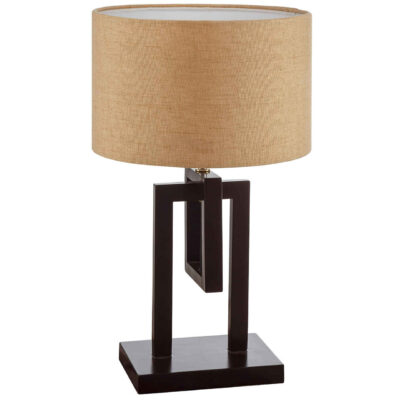 Minimalist Rectangular Wooden Table Lamp – Fabric Shade Accent Light