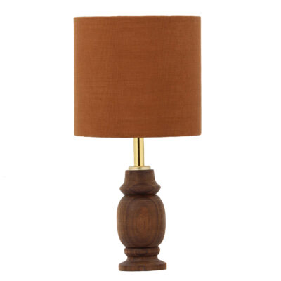 Minimalist Urn-Shaped Wooden Table Lamp – Fabric Shade Accent Light