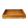 Minimalist Rectangular Wooden Serving Tray - Decorative Pearl Beads Tray