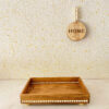 Minimalist Rectangular Wooden Serving Tray - Decorative Pearl Beads Tray