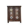 Handcrafted Persian Wooden Wall Key Holder with Traditional Style and 3 Hooks & Mirror